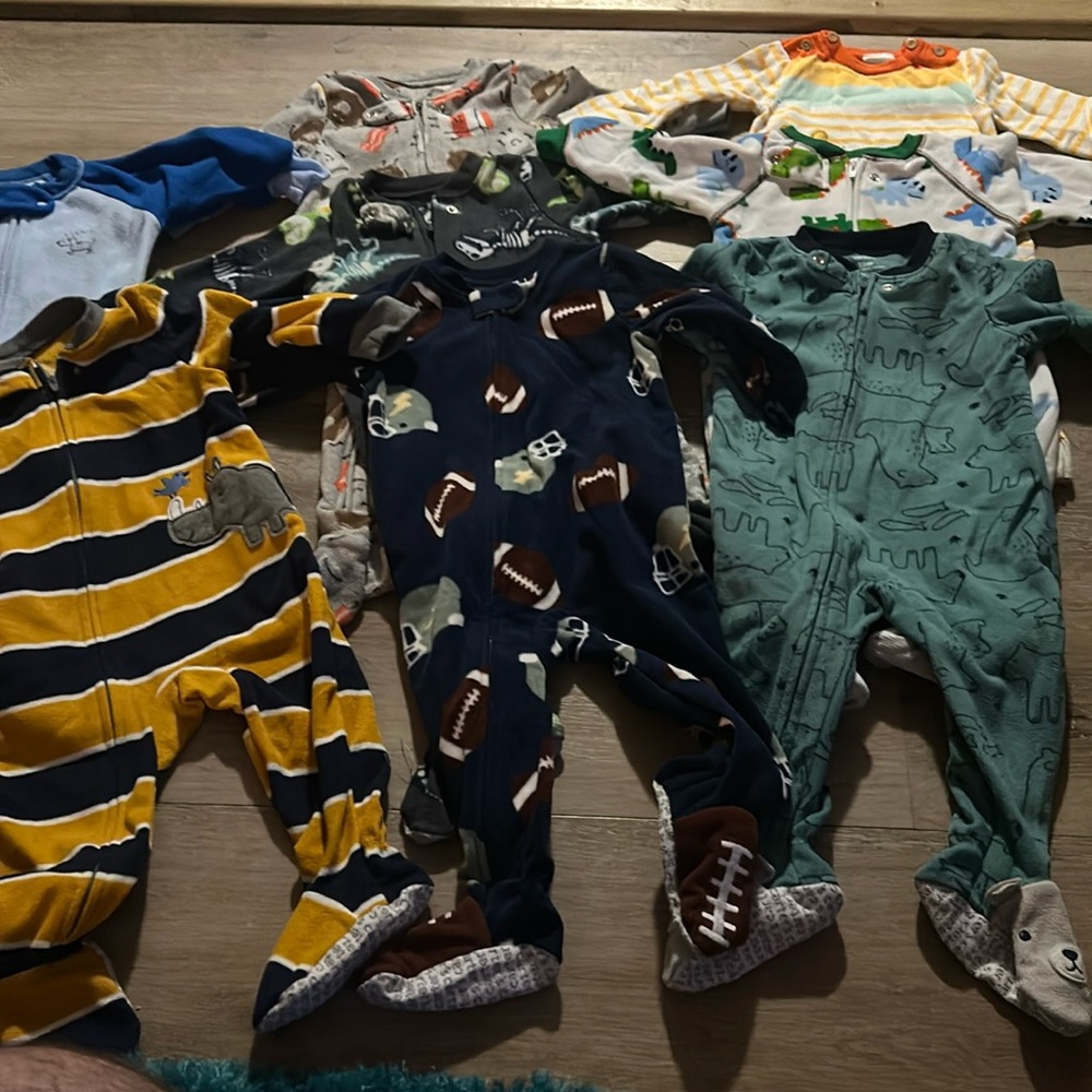 9-12 month boy fleece sleeper sleep and play outfit footie